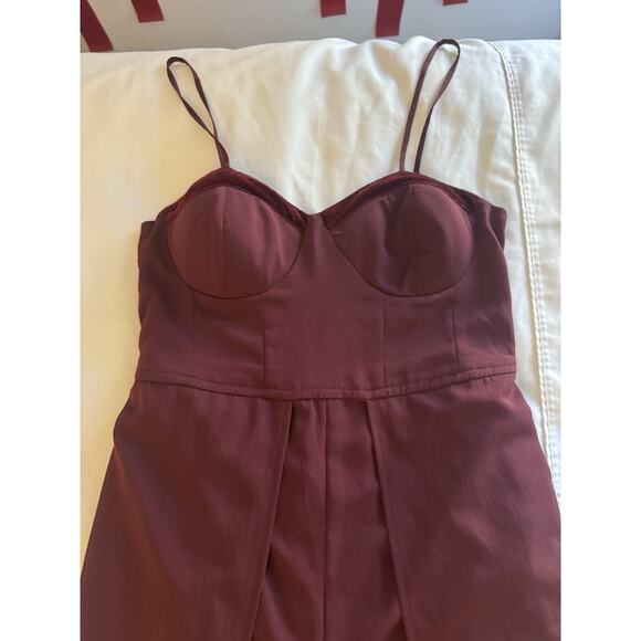BOG Collective Burgundy Wide Leg Jumpsuit Sweetheart Neckline Fancy XL Holiday - Picture 2 of 6